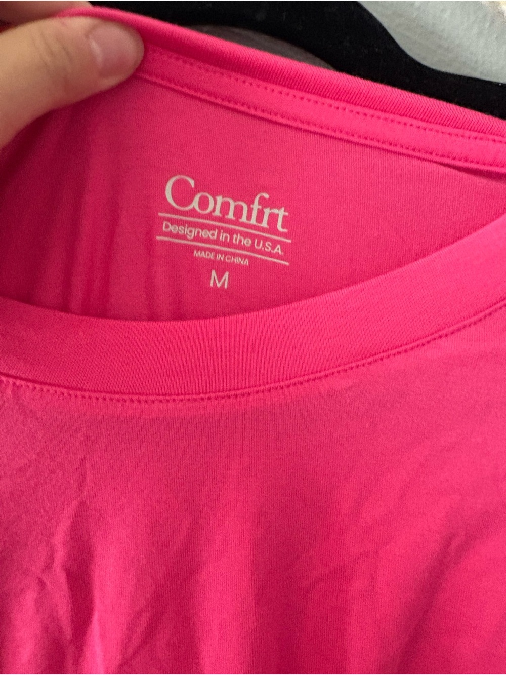Comfrt Cloud Loungewear Crew Neck T-Shirt - Bright Pink - Picture 3 of 4